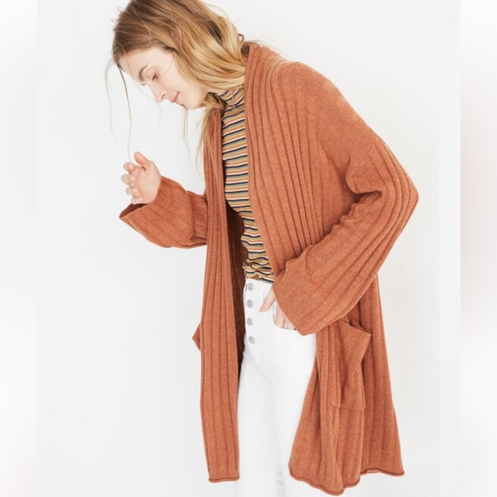 Madewell Piedmont Ribbed Cardigan Sweater in Heather Glaze Size Small